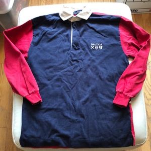 Men’s Nautica small navy/red/white long sleeve polo shirt